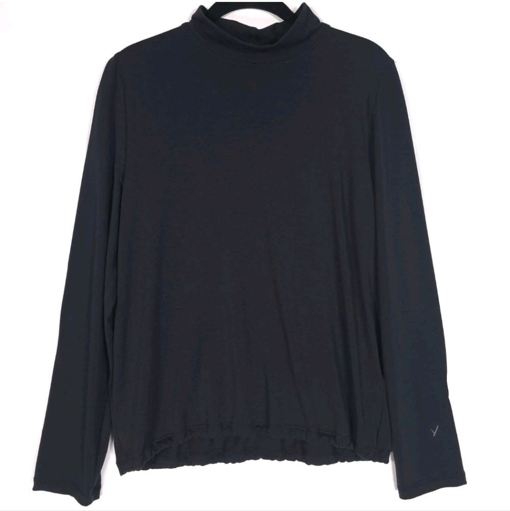INDYEVA Women’s Baris Top High Neck Long Sleeve Hike Black Elastic Waist Small